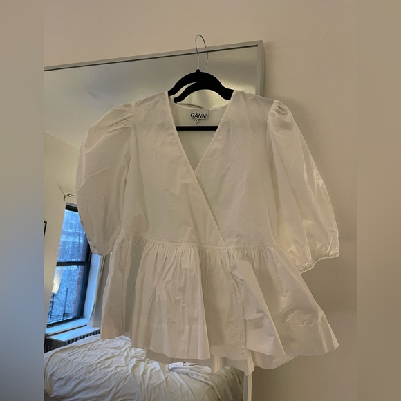 GANNI White Wrap Blouse - Picture 3 of 6